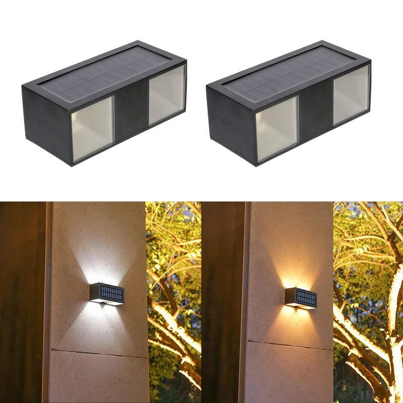 Solar Wall Lights Outdoor Waterproof Up & Down Wall Sconce Lights Solar Security Lamp for House Porch Pergola Garden Patio Fence