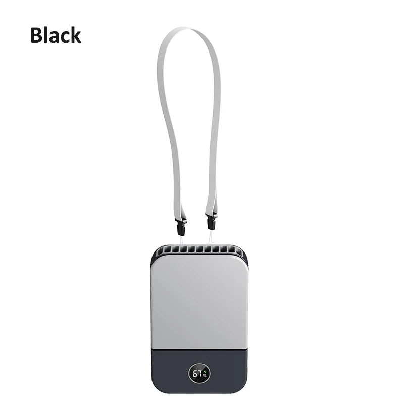 Mini Portable Fan Rechargeable Hanging Neck Fan Quiet Small Handheld Turbo Bladeless USB Fan 3 Speed for Outdoor Travel Camping