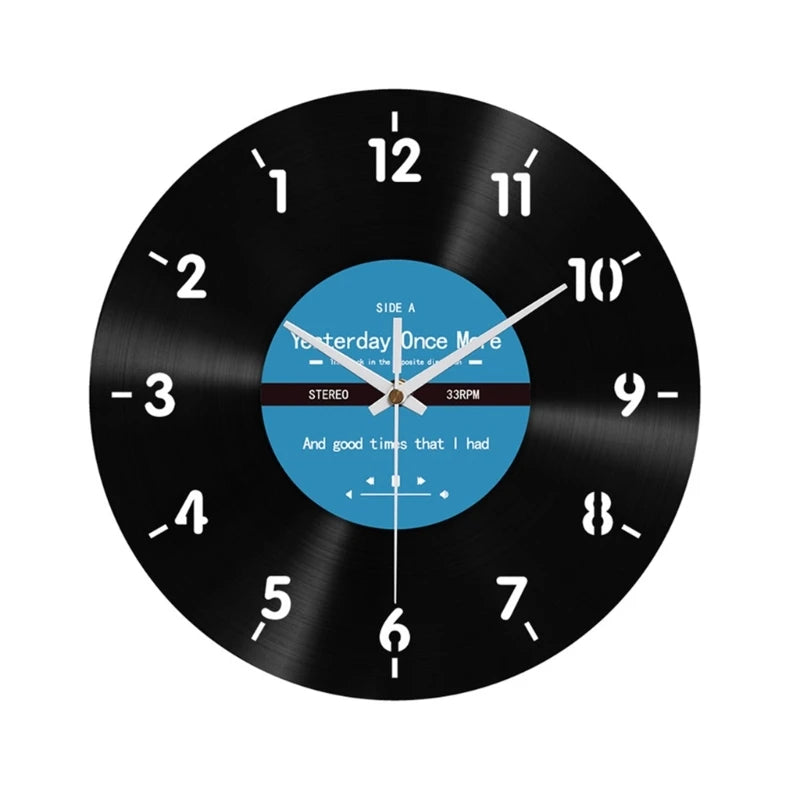Elegant Counterclockwise Wall Clock 12Inch Quiet Mechanism Vinyls Record Reverse Wall Clock for Bedroom and Living Room