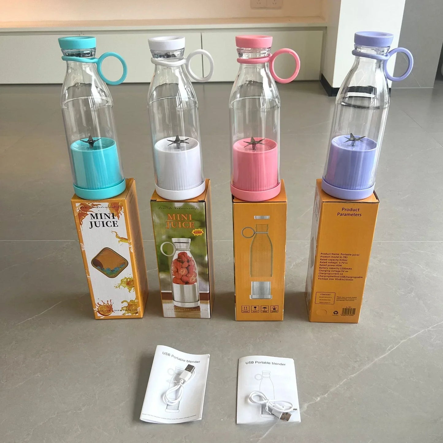 1pc 420ml Personal Size Blender, Portable Blender, Battery Operated USB Blender, Smoothies Blender Bottle Portable Juicer