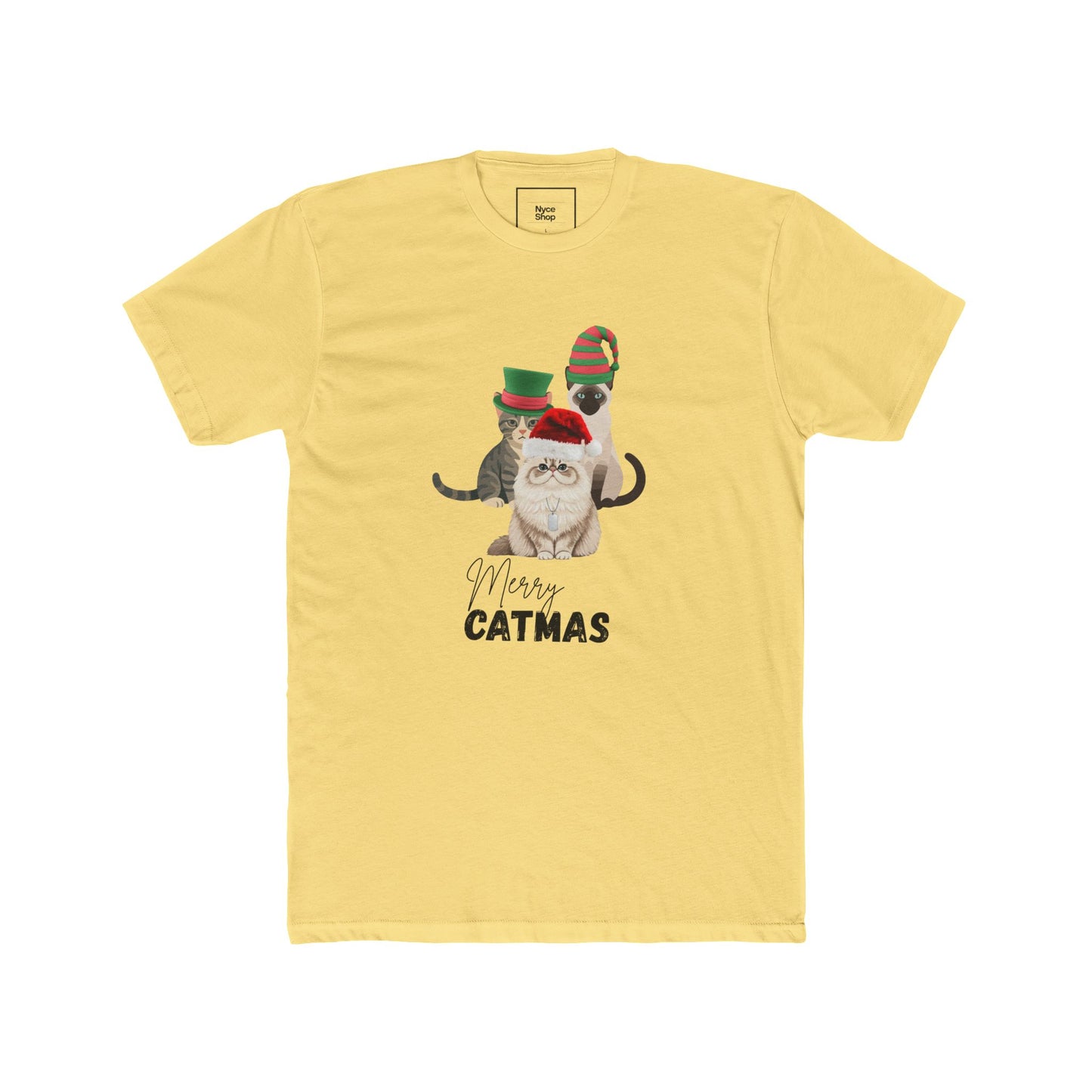 Merry Catmas Tee — Cute Cat in Santa Hat Holiday T-Shirt