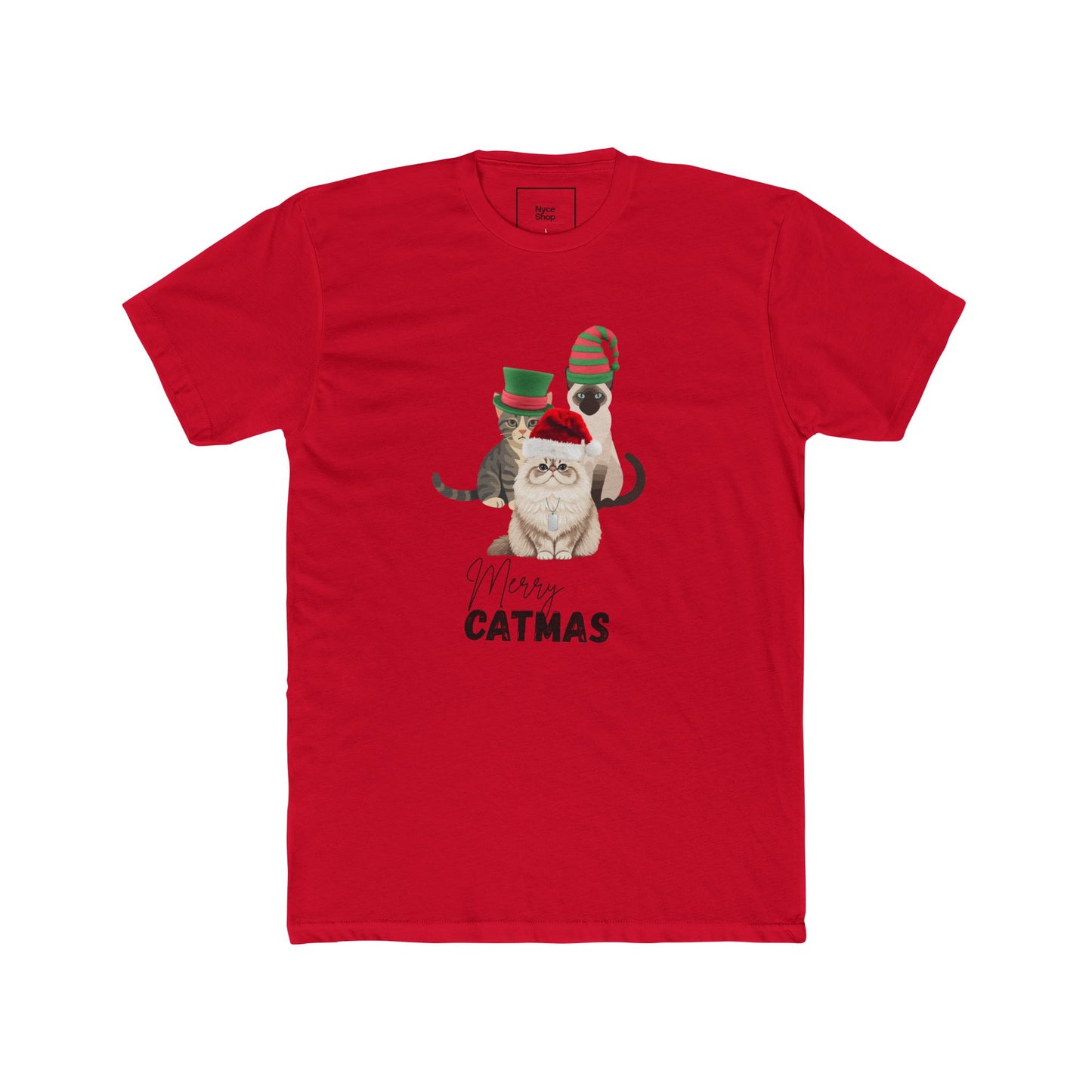 Merry Catmas Tee — Cute Cat in Santa Hat Holiday T-Shirt