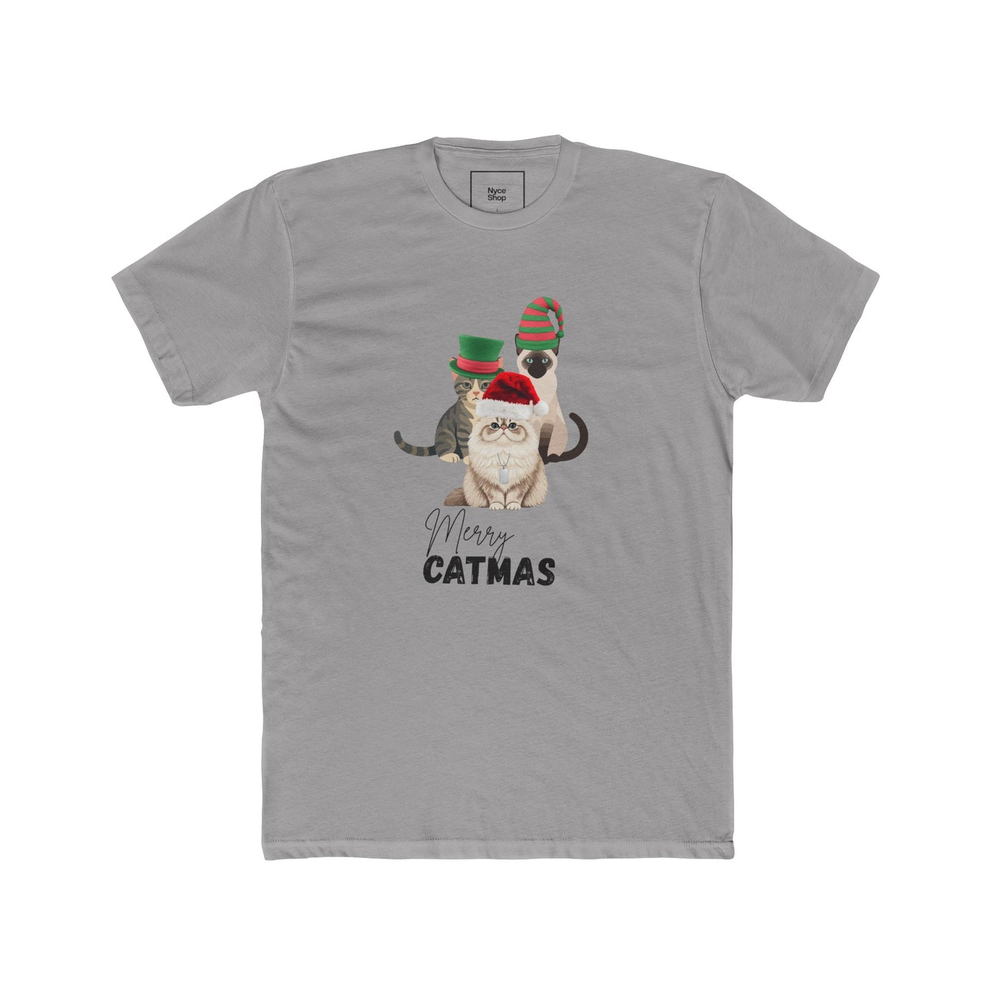Merry Catmas Tee — Cute Cat in Santa Hat Holiday T-Shirt
