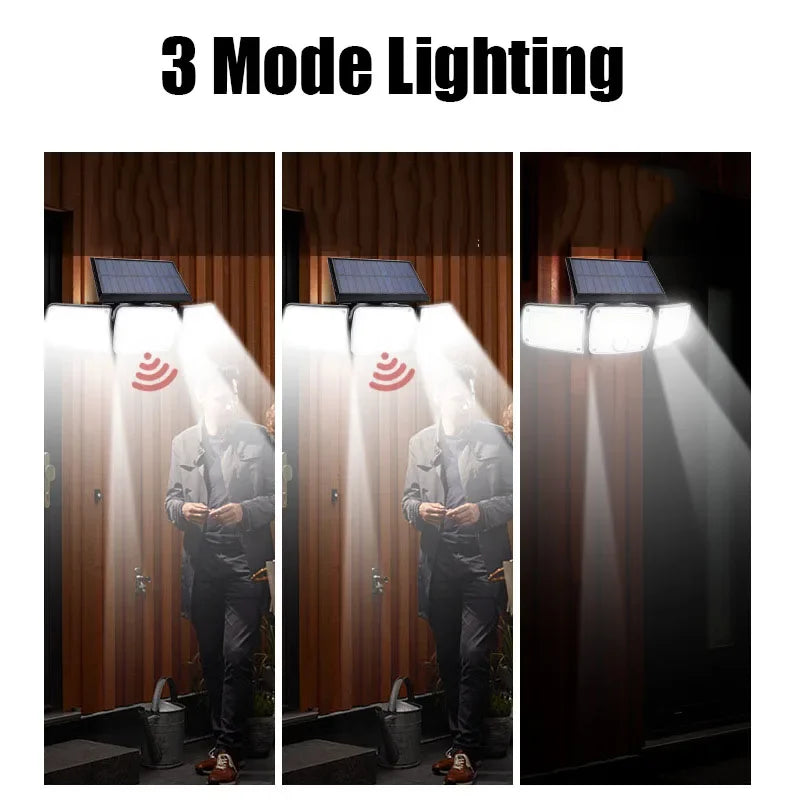 Solar Outdoor Wall Lights With Motion Sensor Waterproof Security 3 Modes Flood Wall Lighting