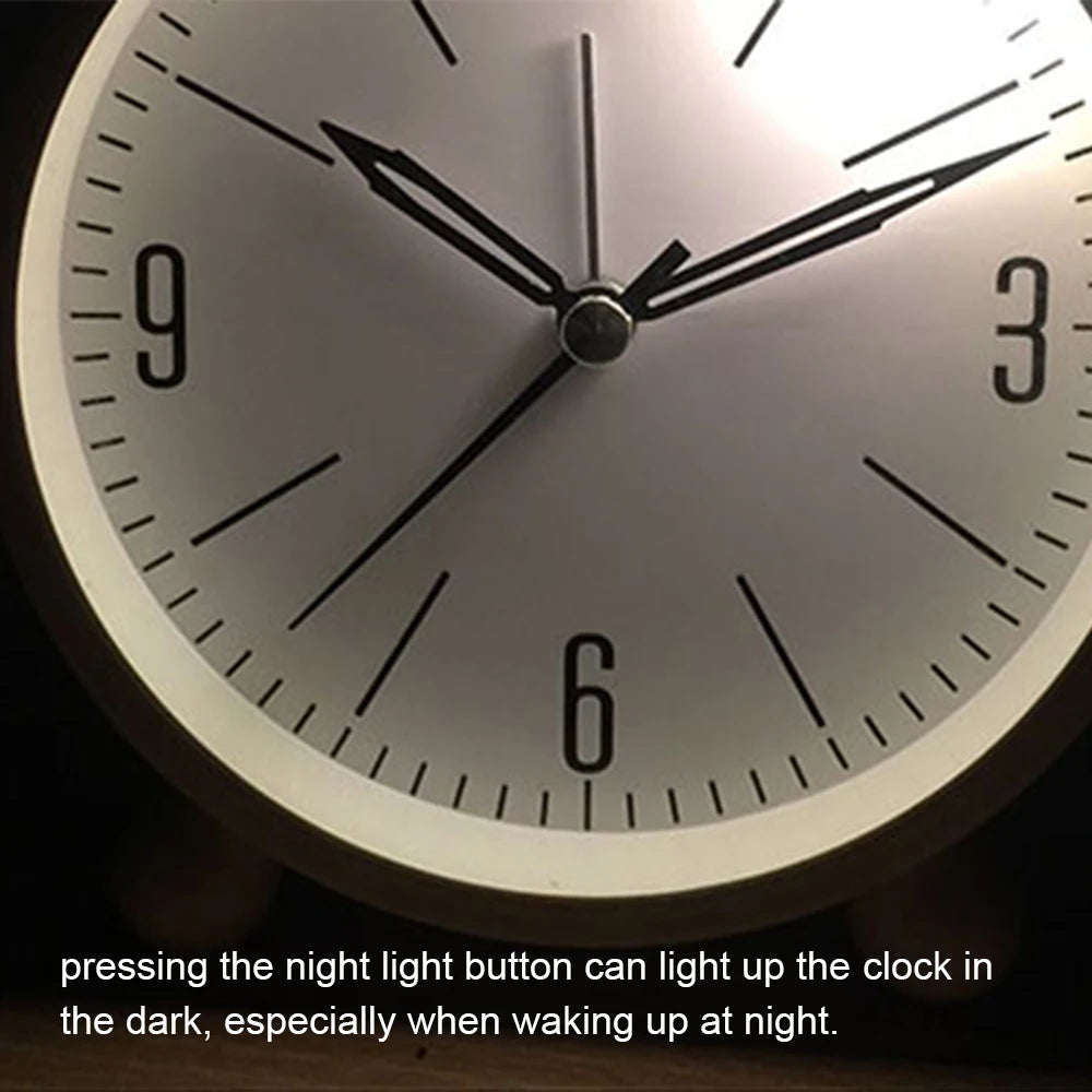 Alarm Clock Night Light Small Round Silent Sweep Analogue Alarm Clock Table Clocks for Home Office Desktop dropshipping 2023