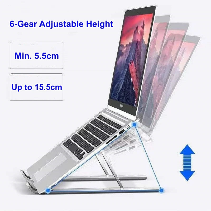 Adjustable Aluminum Laptop Stand Foldable Portable Holder for MacBook, Notebook & Tablet