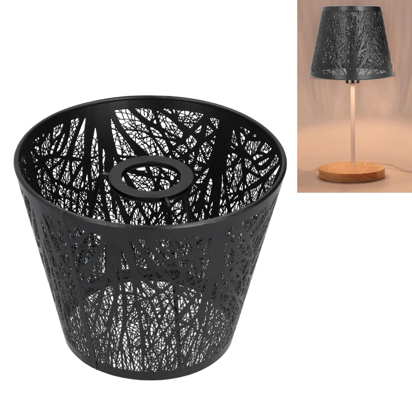 E27 E26 Lampshade Modern Style Wrought Iron Carved Forest Tree Shaped Mini Lamp Shade Cover for Table Lamp Bedroom Bedside Decor