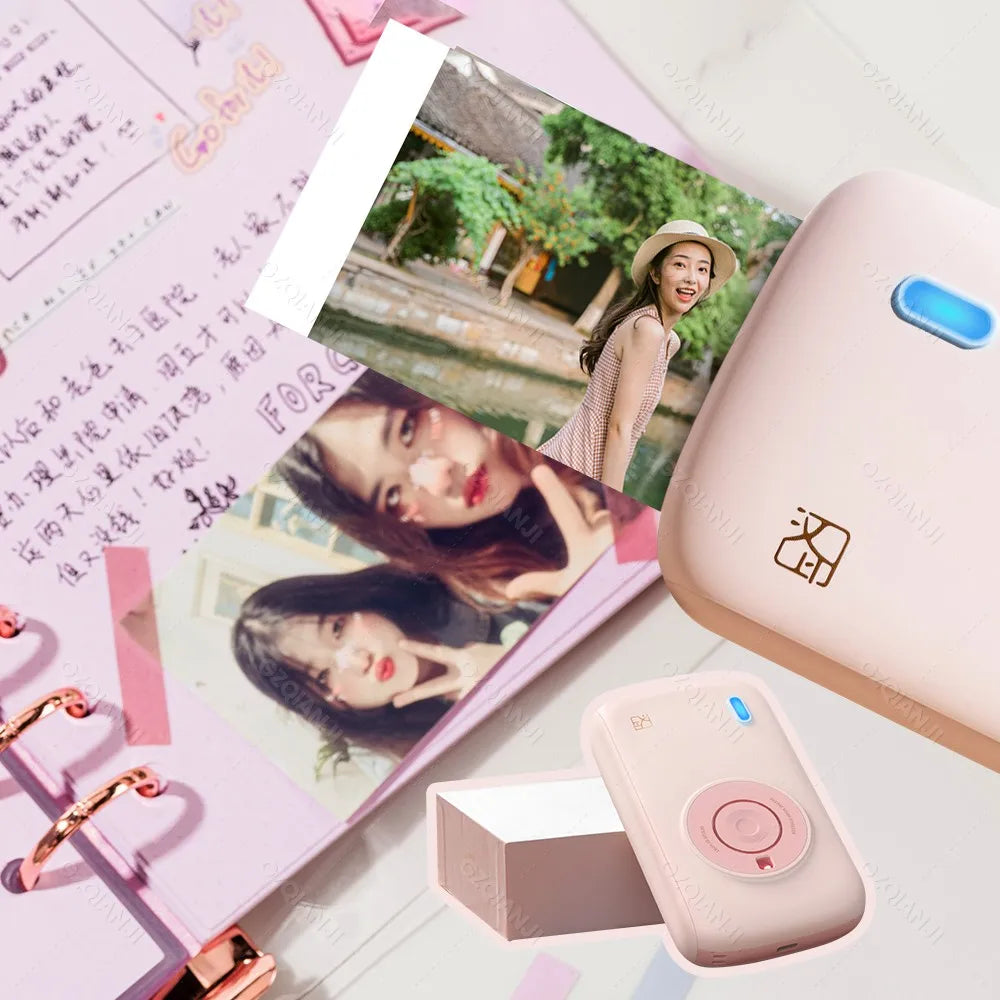 Portable Color Photo Printer Mini Pocket 300dpi Bluetooth for DIY Share Photo Picture Work Home CP2100 Machine 2x3 inch Papers