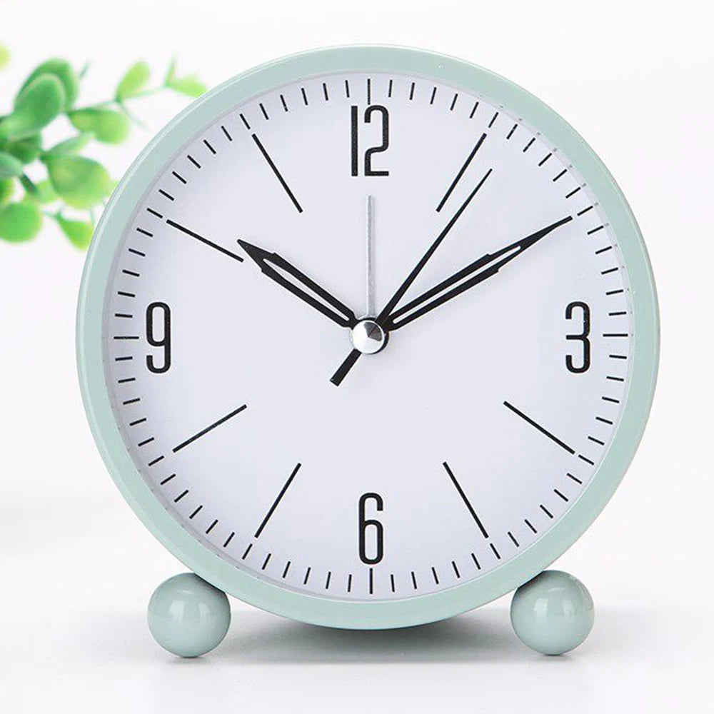 Alarm Clock Night Light Small Round Silent Sweep Analogue Alarm Clock Table Clocks for Home Office Desktop dropshipping 2023