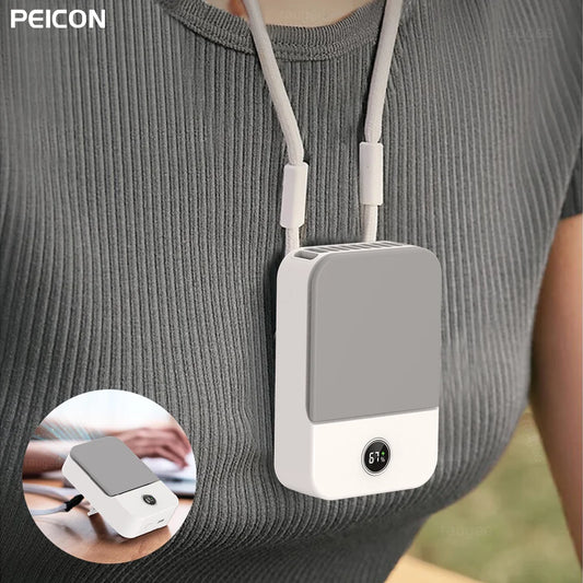 Mini Portable Fan Rechargeable Hanging Neck Fan Quiet Small Handheld Turbo Bladeless USB Fan 3 Speed for Outdoor Travel Camping