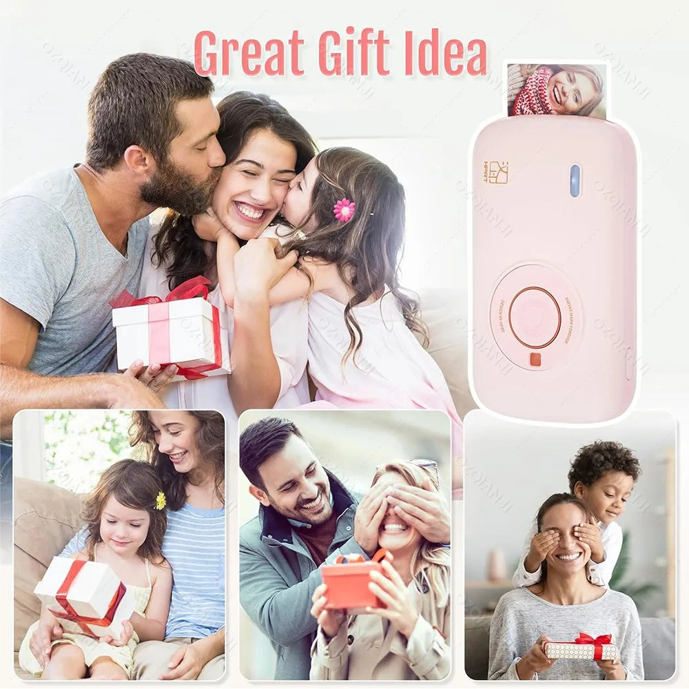 Portable Color Photo Printer Mini Pocket 300dpi Bluetooth for DIY Share Photo Picture Work Home CP2100 Machine 2x3 inch Papers