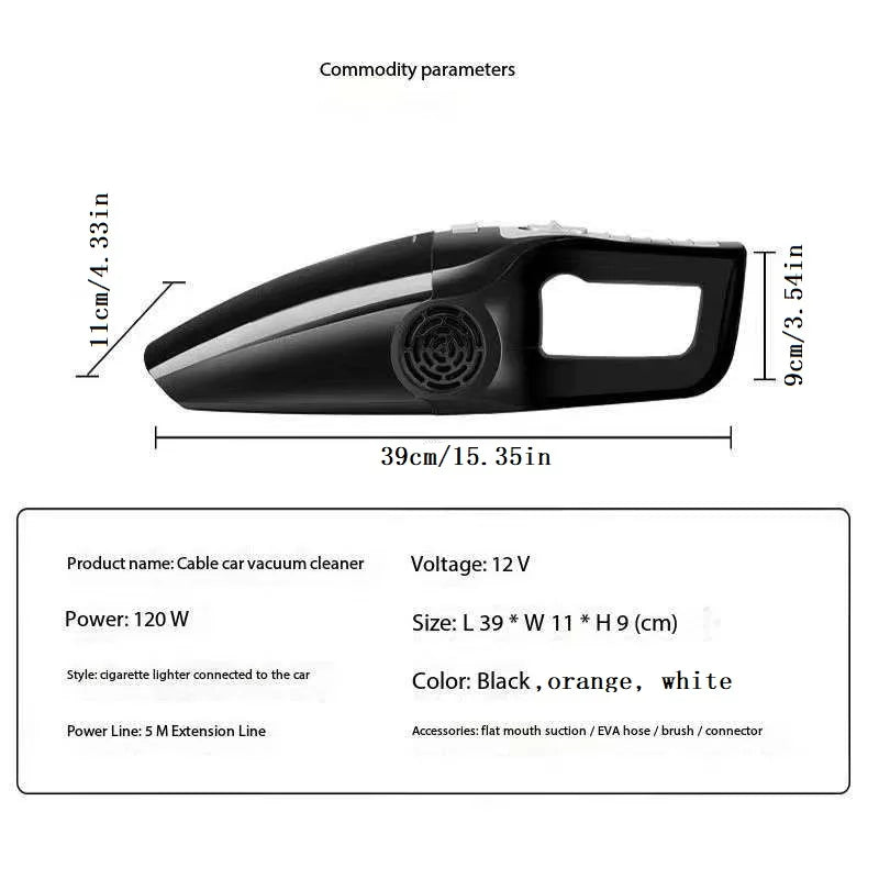 Wired Handheld Car Vacuum Cleaner High-Suction Portable for Cars, Office & Home