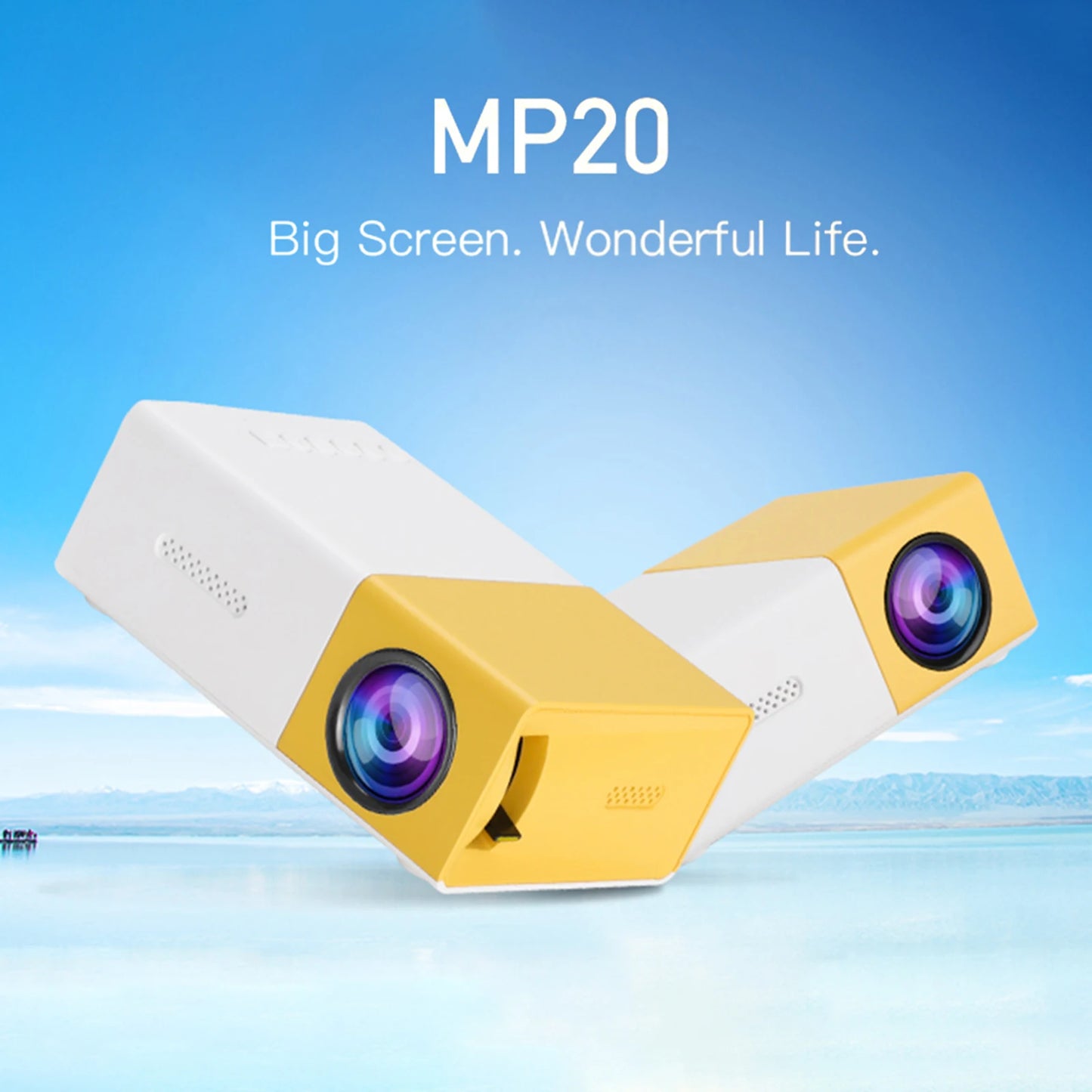 Mini LED Projector Supports 720P 1080P Portable Video Projector with Speaker Remote Control Support HD / AV / USB / Audio 3.5mm