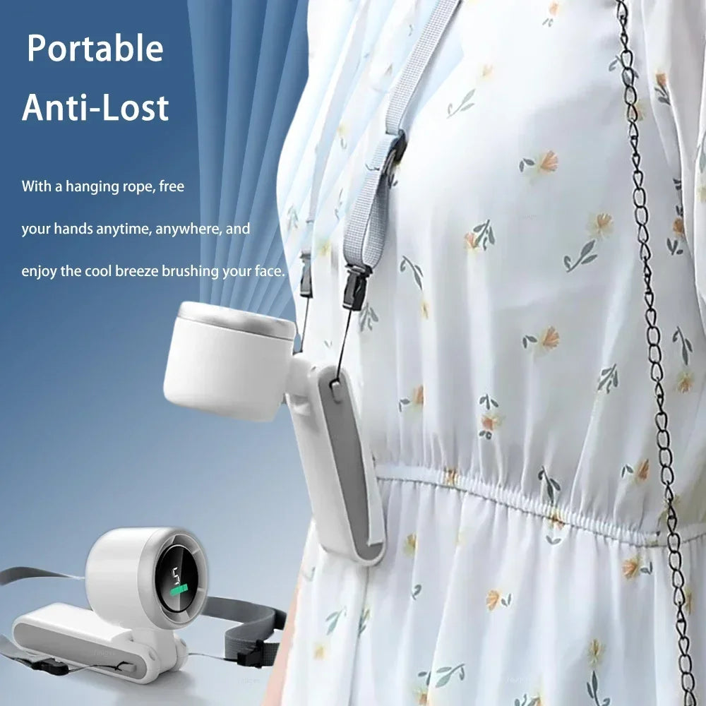 Portable Mini Handheld Fan - 5-Speed Turbo USB Rechargeable, Foldable Bladeless Pocket Fan with Large Battery for Outdoor/Travel