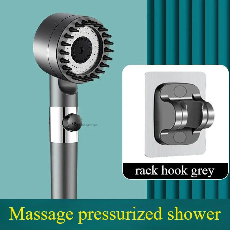 Shower Head with Filter High Pressure Shower Knobs Showers Head One-Key Stop Water Massage Shower System Bathroom Accessories