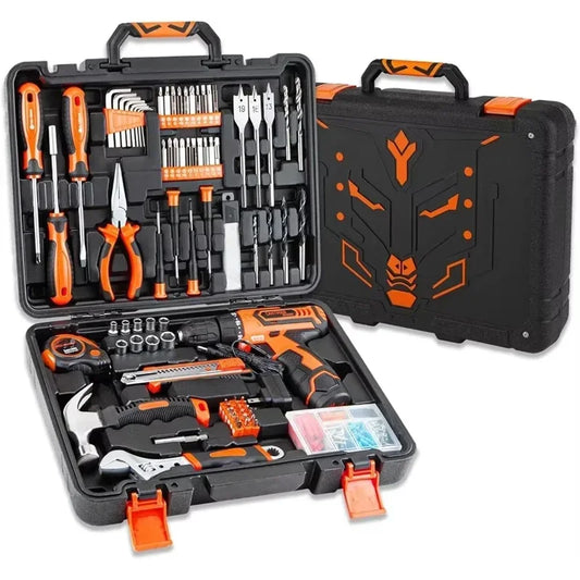 Power Tool Combo Kits with 12V Cordless Drill, Professional Household Home Tool Kit Set, DIY Hand Tool Kits for Garden