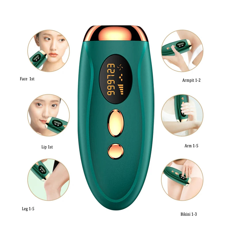 IPL Hair Removal Device 990,000 Flashes Painless Laser Epilator for Women Body & Face