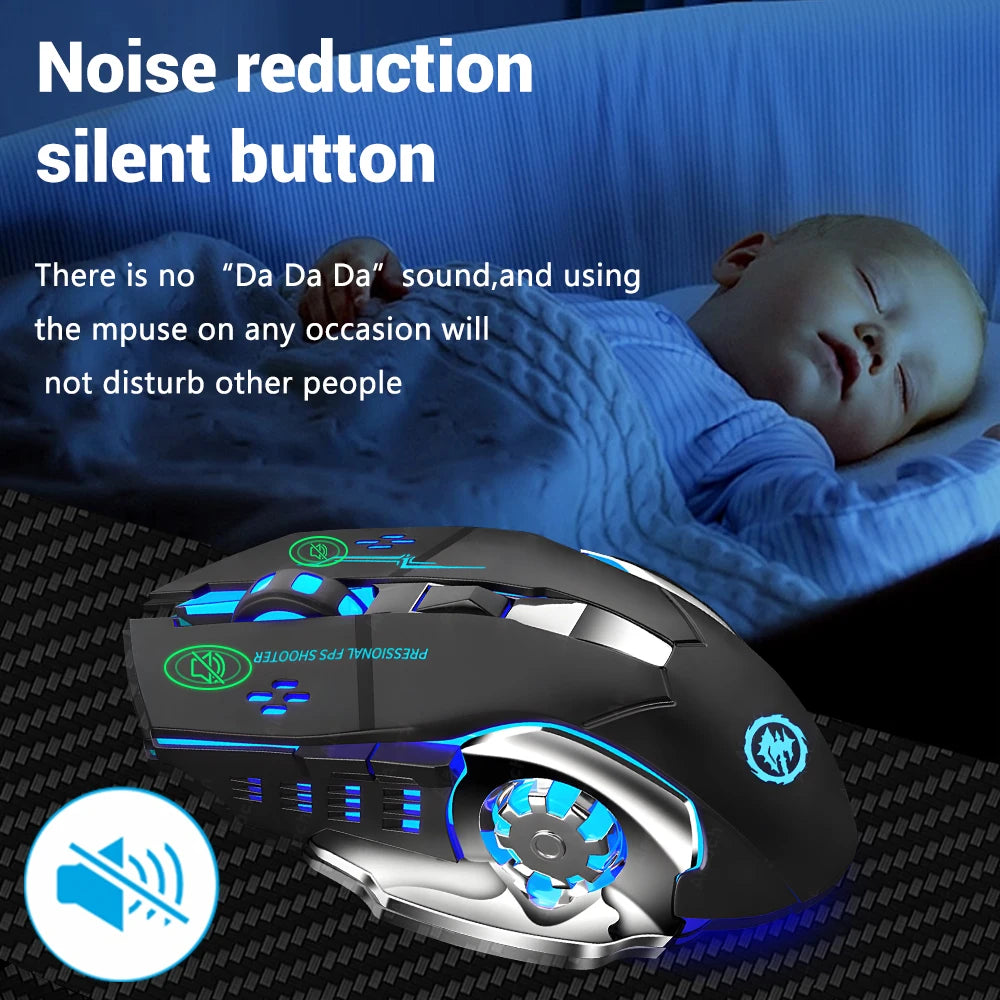 Rechargeable Wireless Gaming Mouse – Silent Bluetooth + 2.4G with Backlight