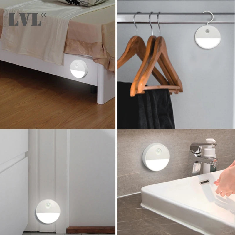 Motion Sensor LED Cabinet Light 3-in-1 Wall Lamp Battery-Powered for Stairs & Cabinets