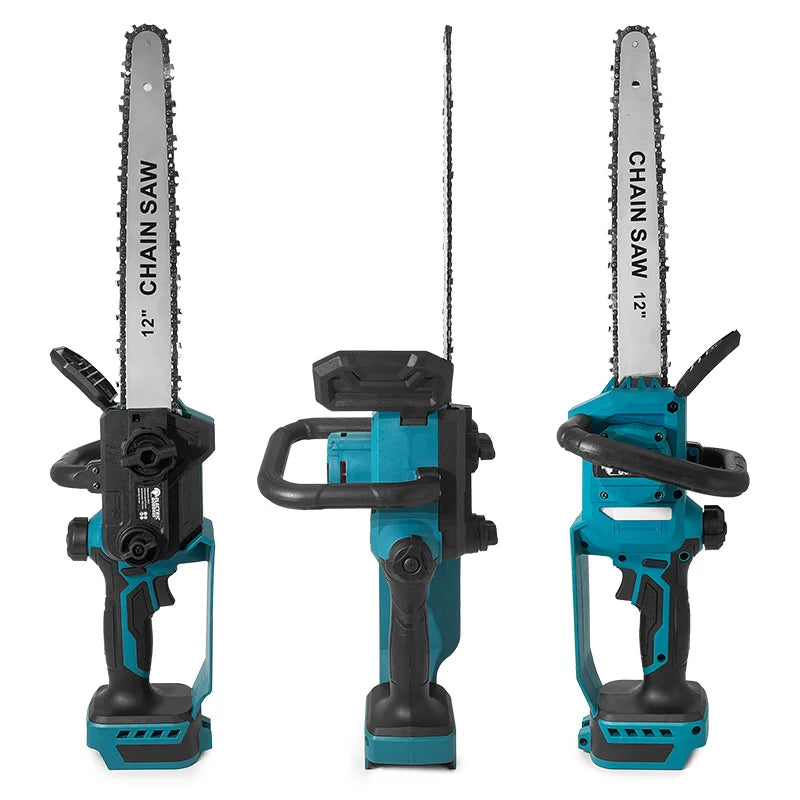 12-inch Cordless Blue Electric Chainsaw 600W Handheld Brushless Woodworking Chainsaw Power Tool For Makita 18V Battery