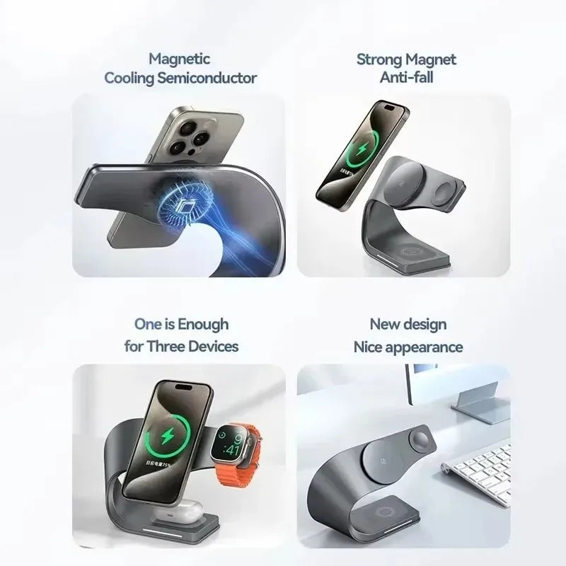 4-in-1 Magnetic Wireless Charger Station Fast Charging Dock for iPhone, iWatch & AirPods