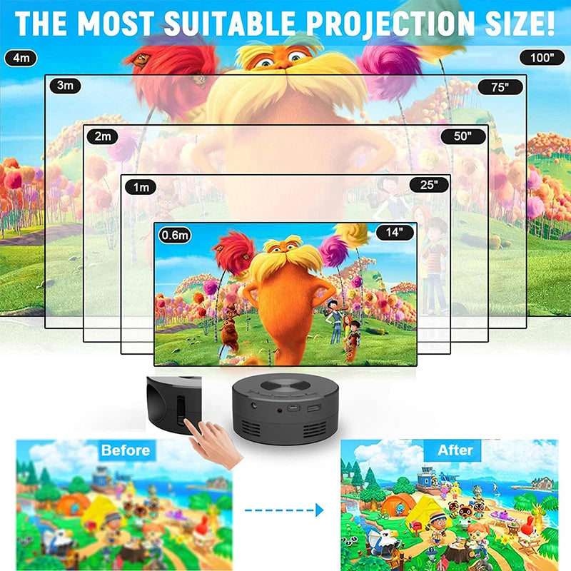 Portable Mini Projector 1920*1080P HD Projector Home Cinema Outdoor Camping Projection For IPhone Xiaomi IPad Android