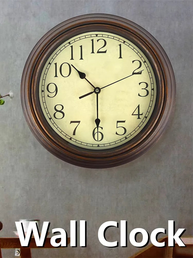 Wall Clock Large with Retro Design American Retro Clock Mechanism Non Ticking Classic Silent Clock for Living Room Kitchen Decor