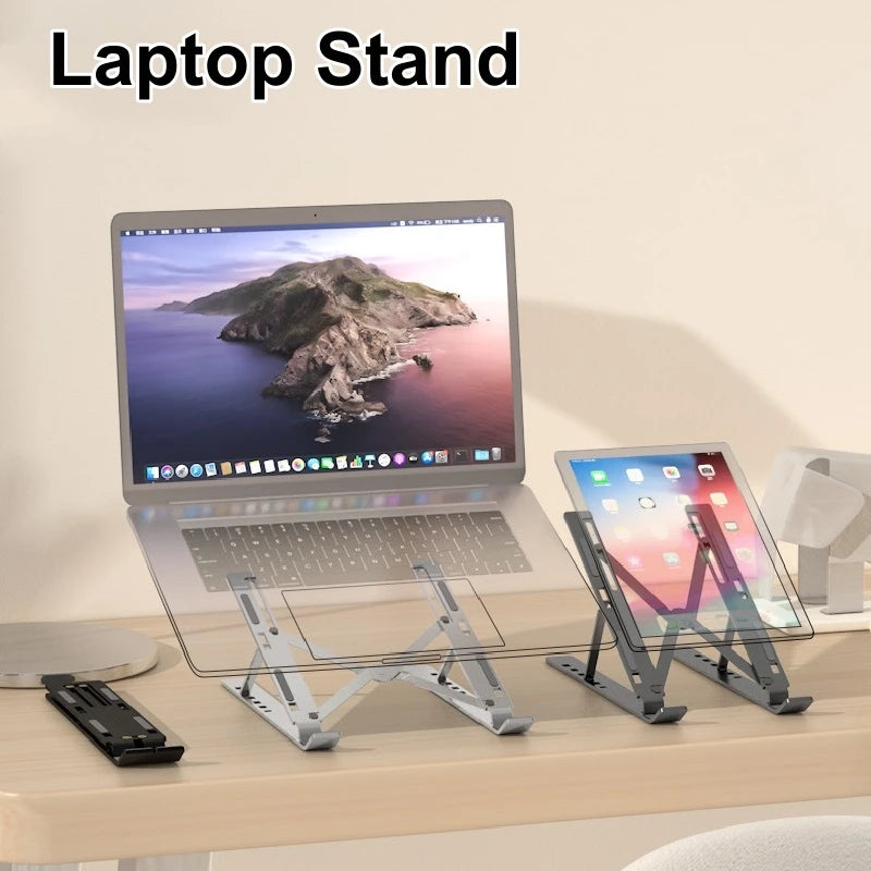 Adjustable Aluminum Laptop Stand Foldable Portable Holder for MacBook, Notebook & Tablet