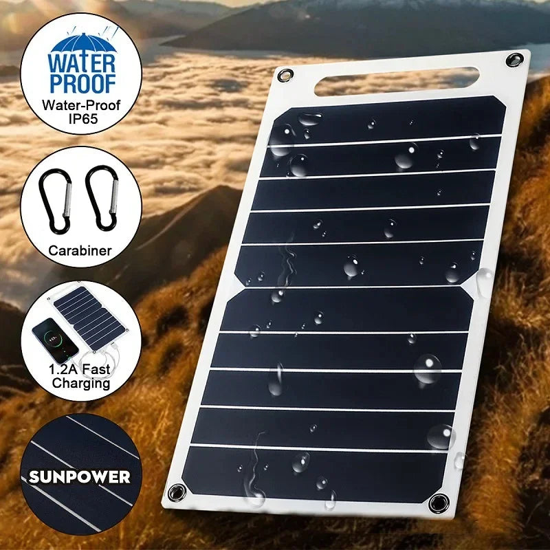 30W Solar Panel with USB – Waterproof Portable Charger for Hiking & Camping (6.8V)