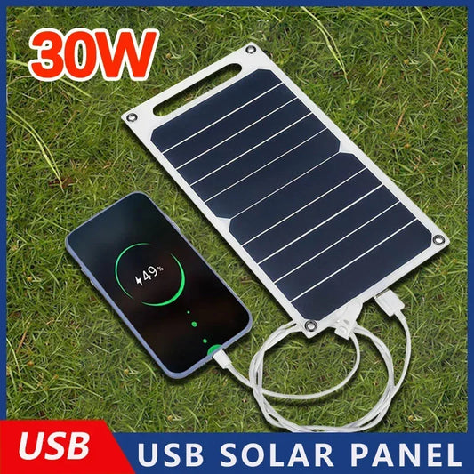 30W Solar Panel with USB – Waterproof Portable Charger for Hiking & Camping (6.8V)