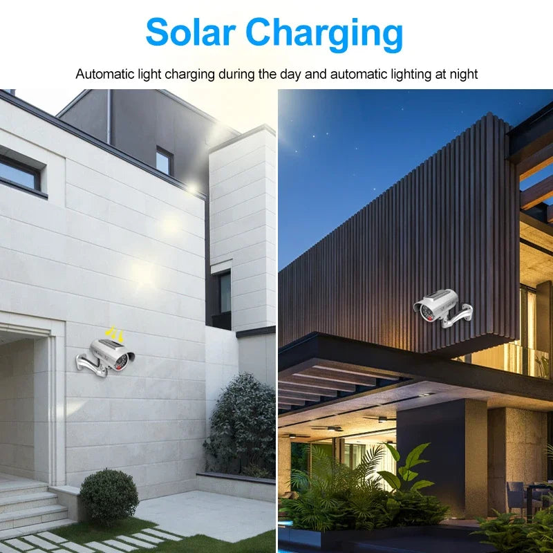 Solar-Powered Dummy Security Camera – Waterproof Outdoor Fake CCTV with Flashing LED