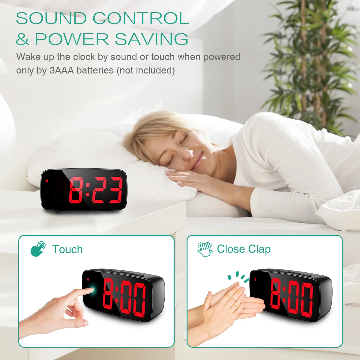 Desktop Alarm Clock Digital LED Clock Voice Control Snooze Time Temperature Display Night Mode Reloj Despertador Desktop Clocks