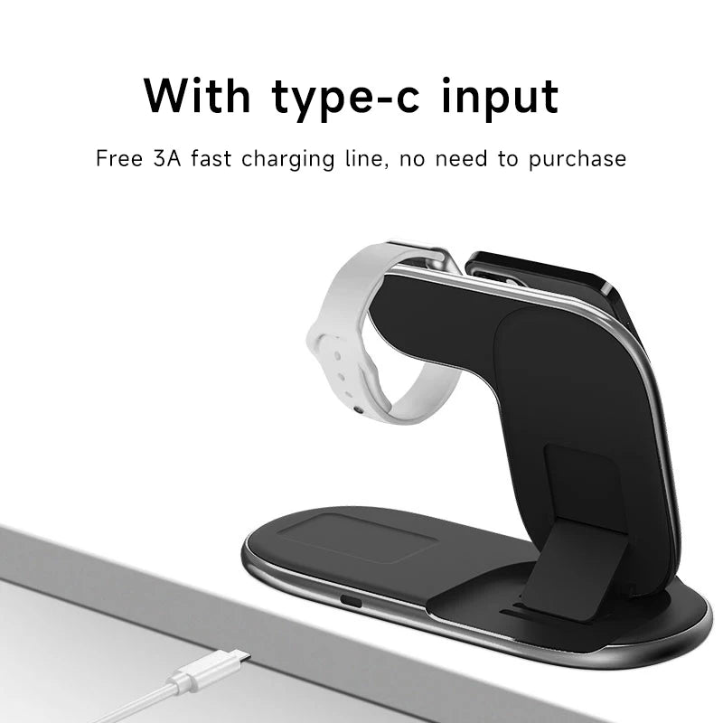 3-in-1 Foldable Wireless Charger Station 10W/15W Magnetic Charging for Phones & Devices