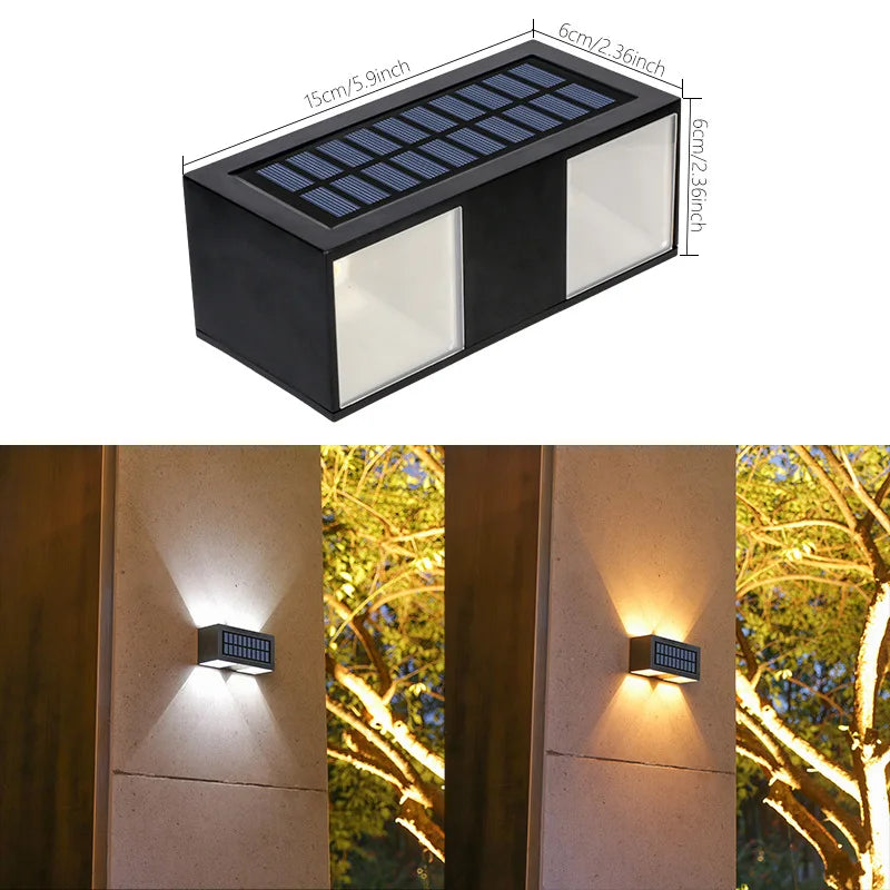 Solar Wall Lights Outdoor Waterproof Up & Down Wall Sconce Lights Solar Security Lamp for House Porch Pergola Garden Patio Fence