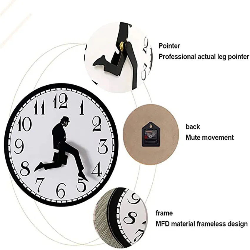 British Comedy Inspired Ministry Of Silly Walk Wall Clock Comedian Home Decor Novelty Wall Watch Funny Walking Silent Mute Clock