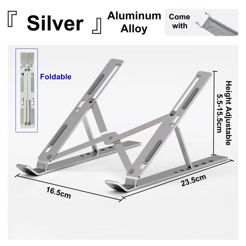 Adjustable Aluminum Laptop Stand Foldable Portable Holder for MacBook, Notebook & Tablet