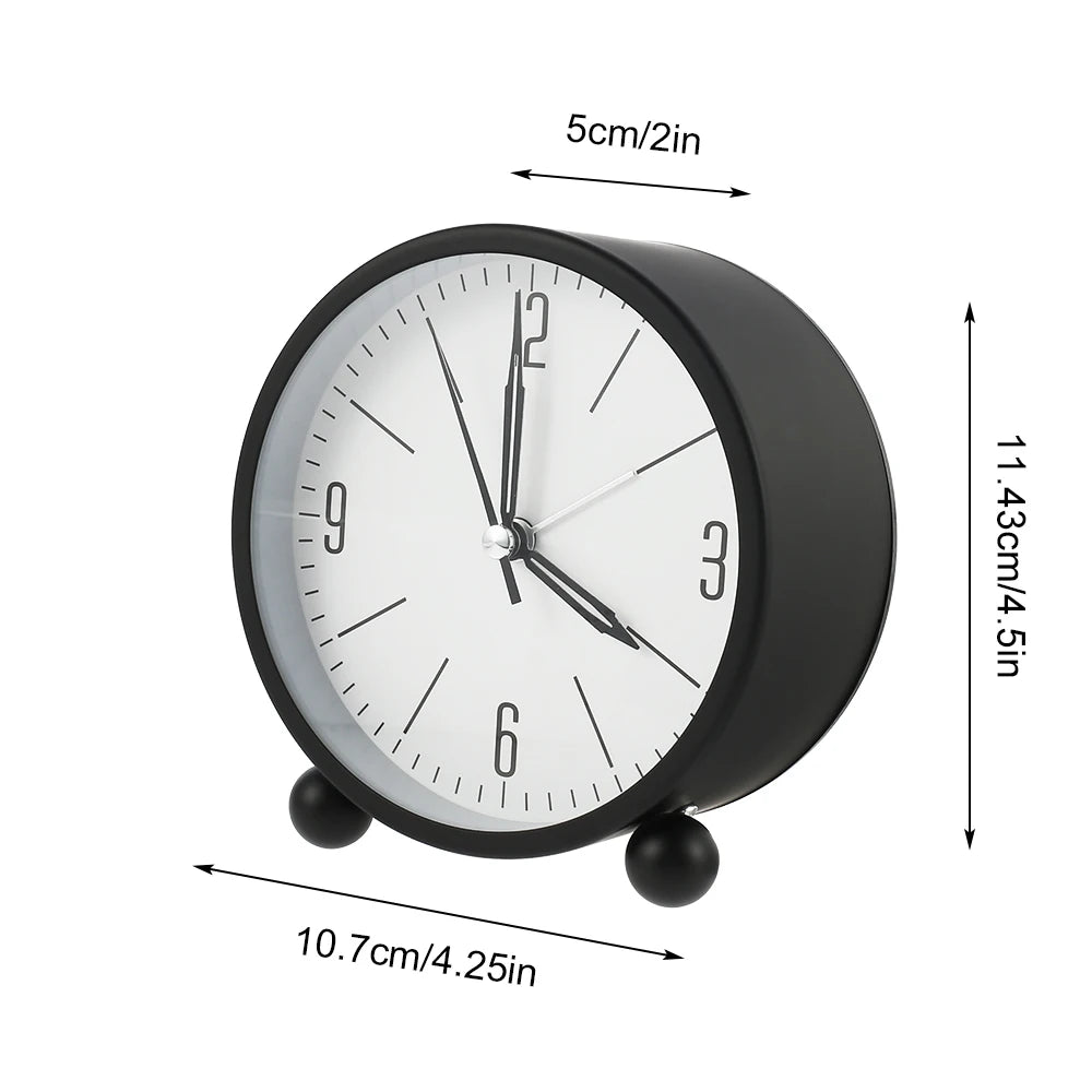 Alarm Clock Night Light Small Round Silent Sweep Analogue Alarm Clock Table Clocks for Home Office Desktop dropshipping 2023