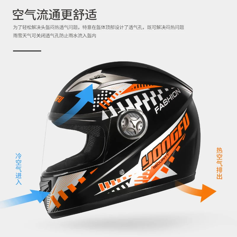 Motorcycle Helmet Full-Face Helmet for Men and Women, Electric Scooter Safety Helmet, Winter Anti-Fog and Warm