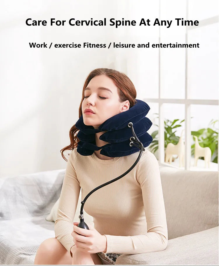 Neck Stretcher Inflatable Air Neck Traction Apparatus Device Soft Neck Cervical Collar Pillow