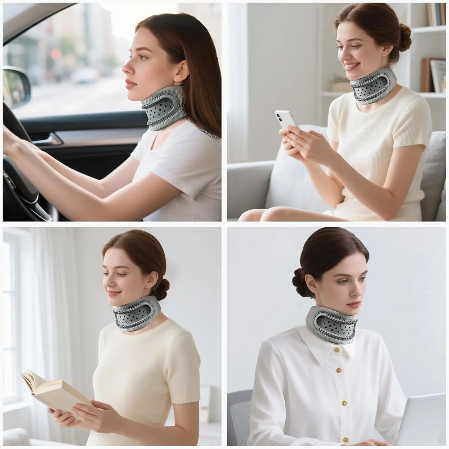 Neck Brace,Support Cervical Collar,Relieve Cervical Pain&Pressure,Soft Skin-Friendly Fabric,Memory Foam Wrapped in Silicone