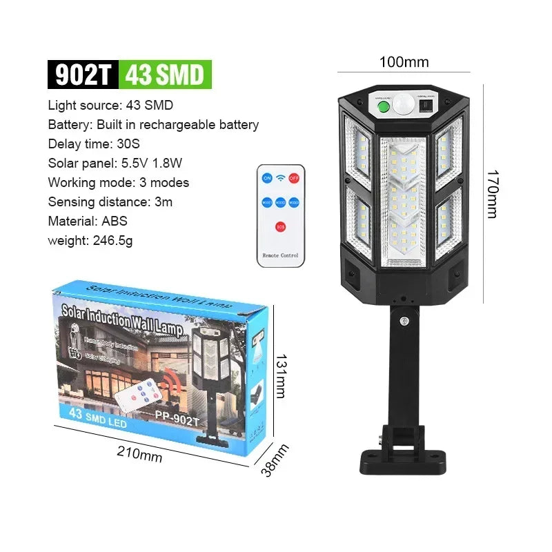 15,000LM Ultra-Bright Solar Outdoor Light – 500㎡ Coverage, Motion Sensor, IP65 Waterproof Garden & Street Wall Lamp