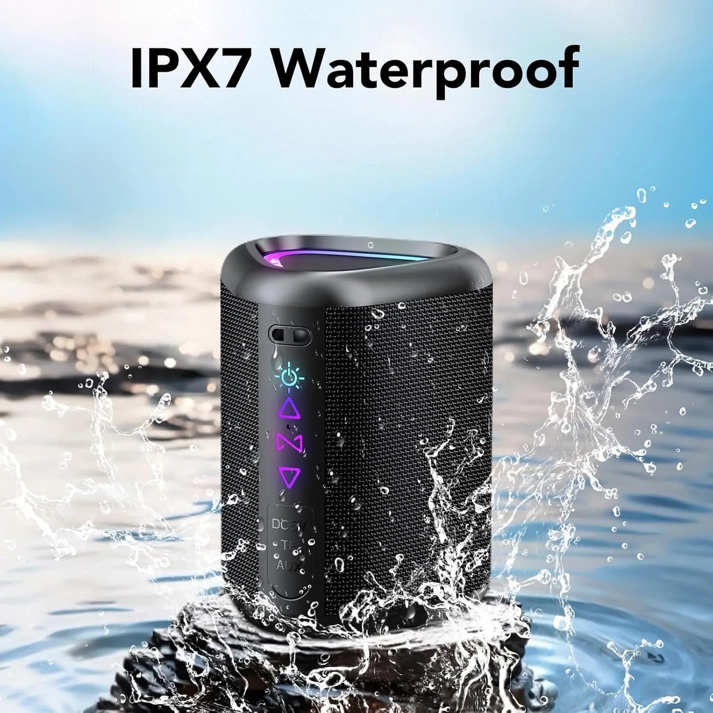 Bluetooth Speaker, 2025 Portable Wireless Speakers with Led Light, Bluetooth 5.4, 24H Playtime, Enhanced Bass, IPX7 Waterproof