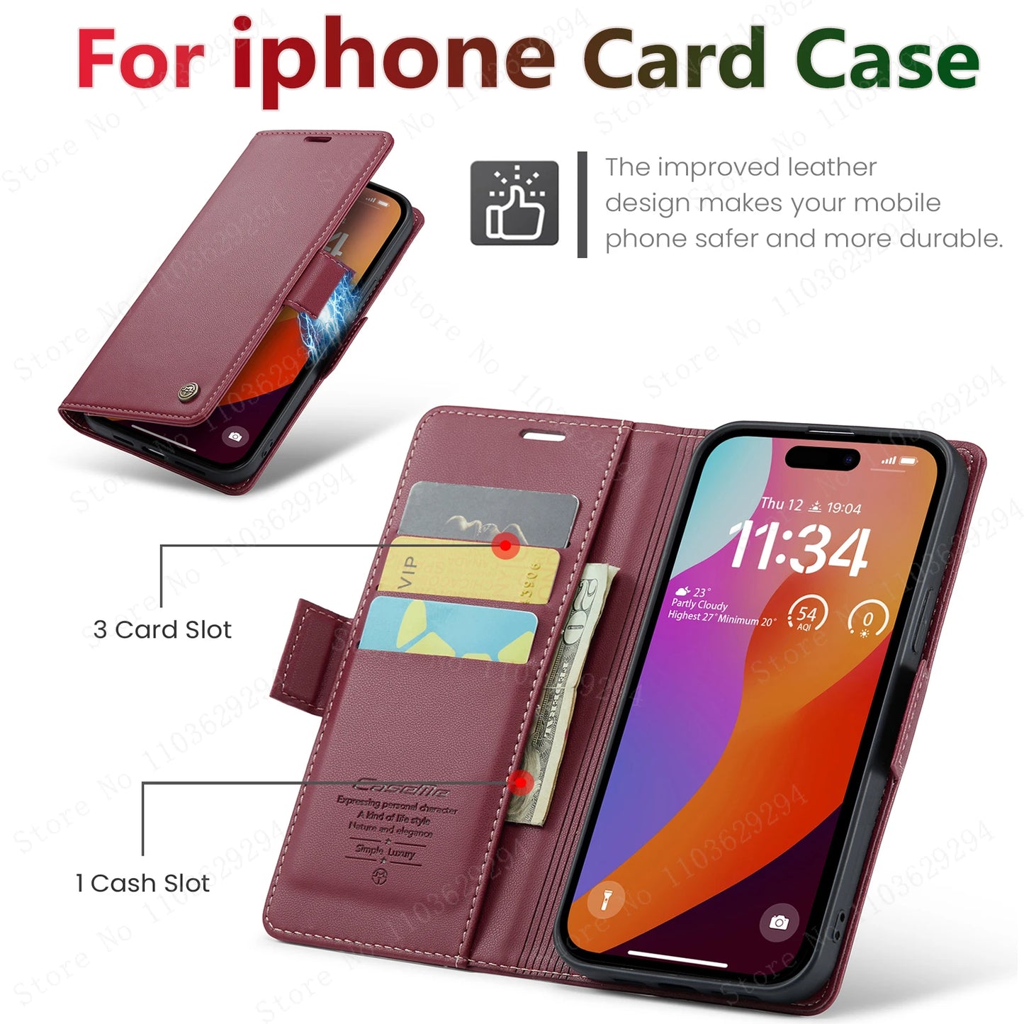 Iphone 16 Pro Max Case Iphone 15 13 14 12 11 Pro Max SE X XR XS 8 7 6 6S Plus Card holder Wallet cover With Leather Phone Case