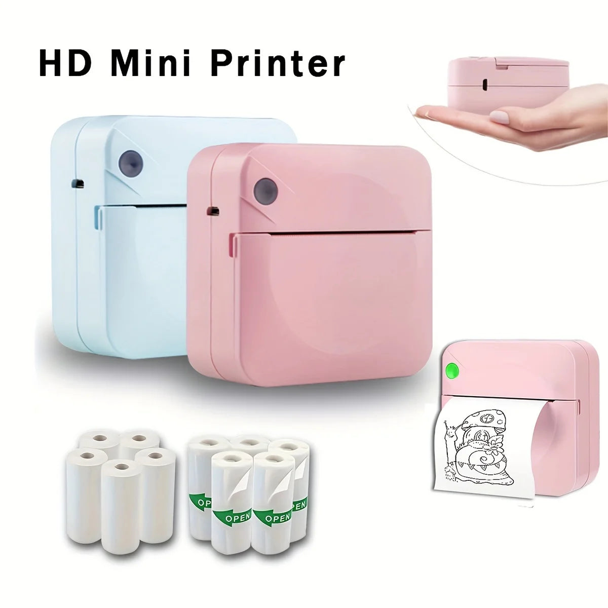 Portable Mini Printer - Wireless Wireless, Inkless Thermal Photo Printer for iOS & Android, Ideal for Gifts, Study Notes, Labels