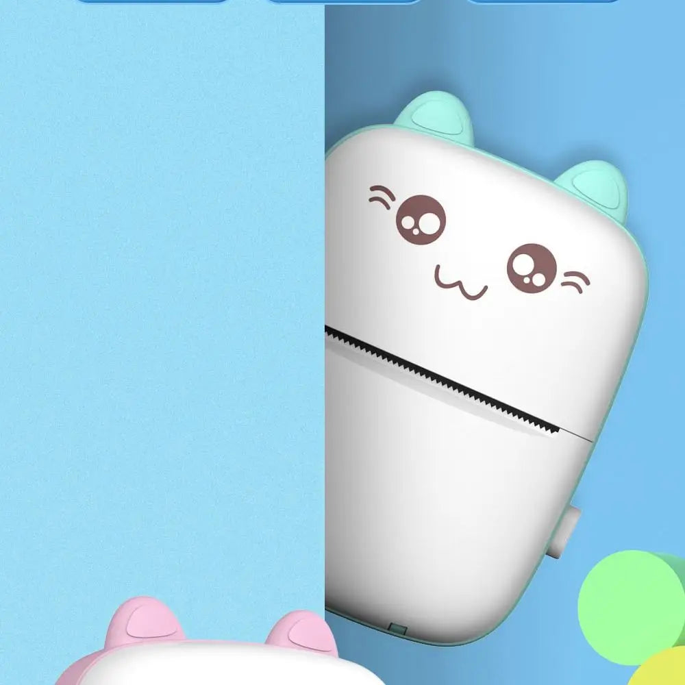 Portable Thermal Printer Cat Shaped Mini Wireless Bluetooth Printer Lightweight Pocket Thermal Label Printer Print Photo