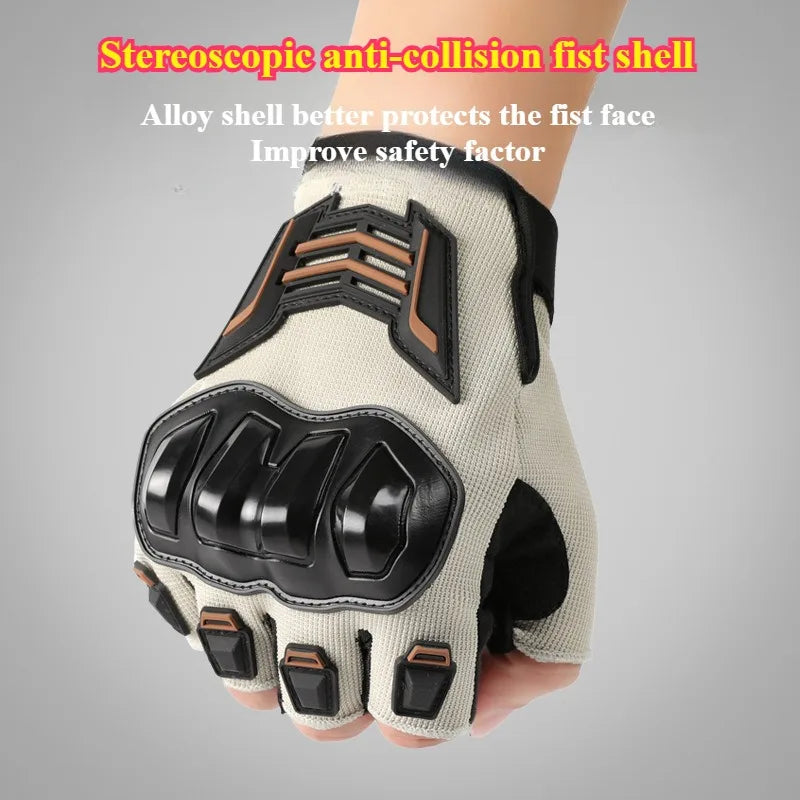 Motorcycle Gloves Half Finger Breathable Wear-resistant Anti Slip Anti Fall  Racing Outdoor Cycling Electric Bike Gloves