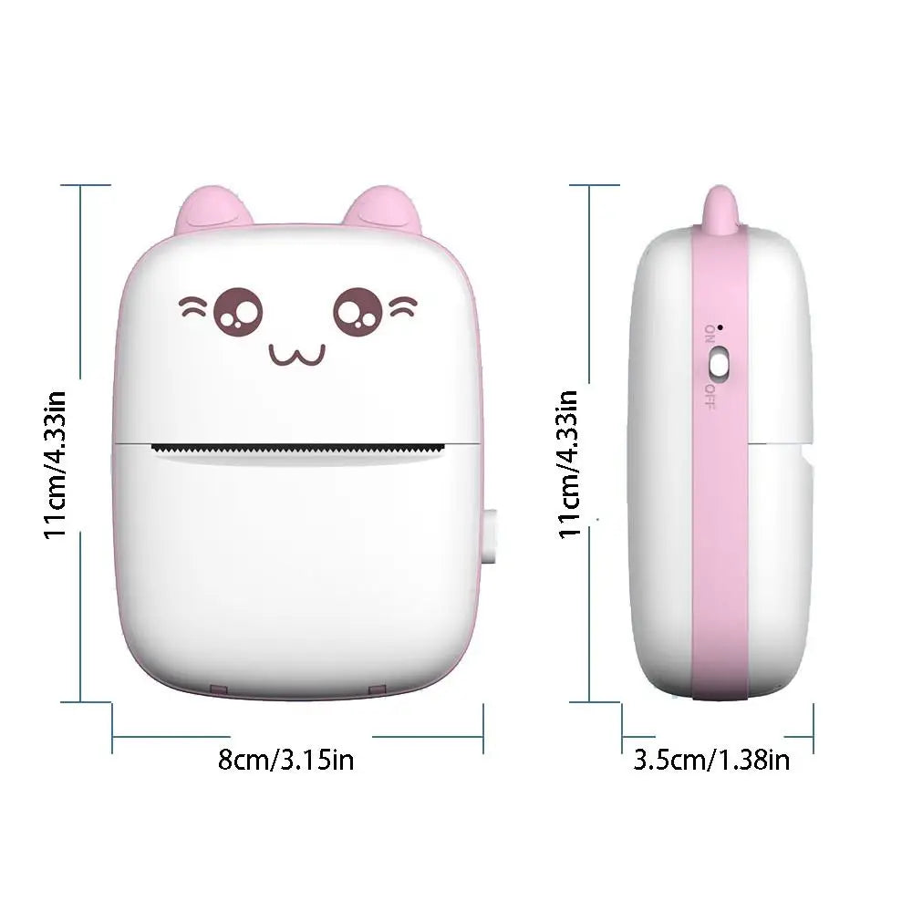 Portable Thermal Printer Cat Shaped Mini Wireless Bluetooth Printer Lightweight Pocket Thermal Label Printer Print Photo