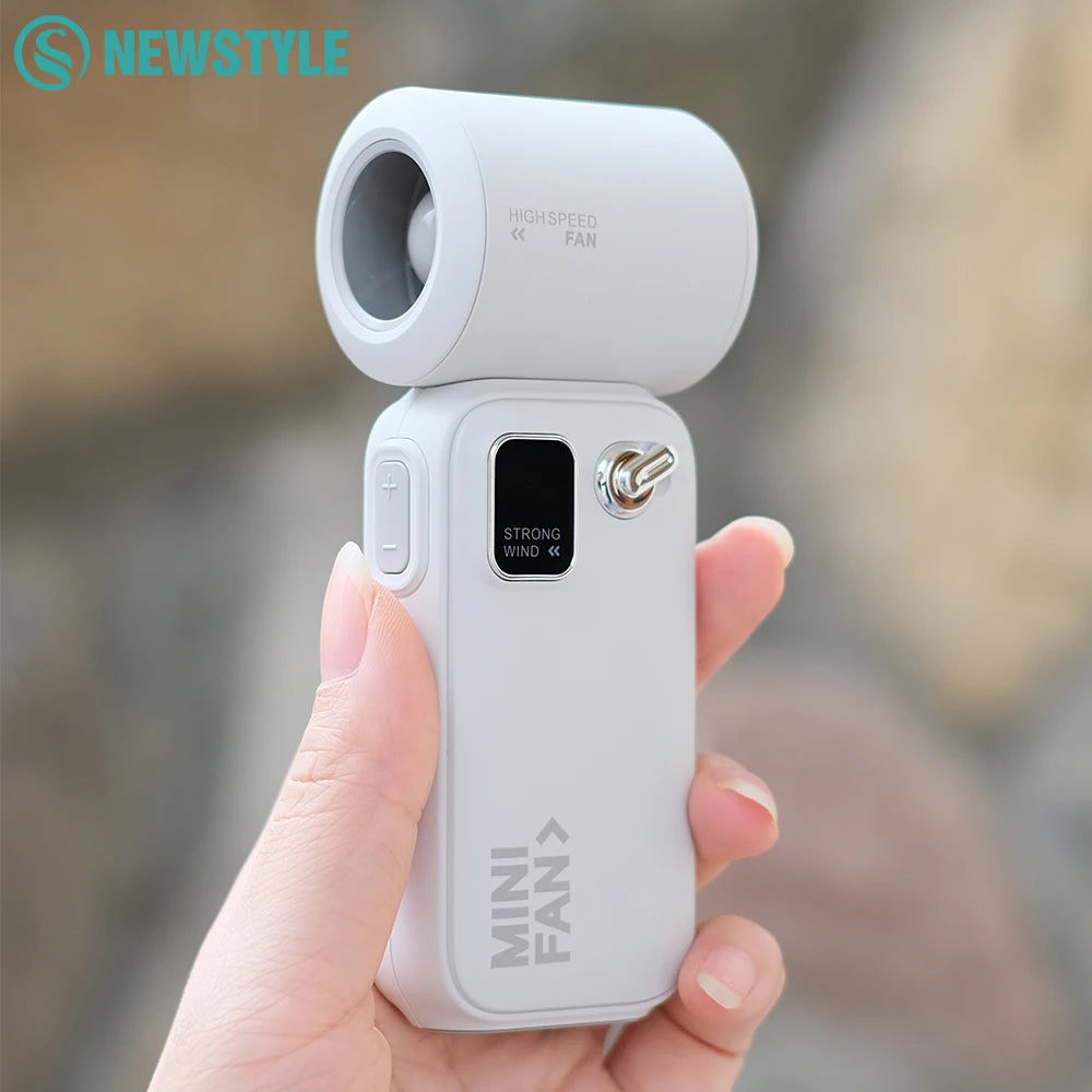 Mini Portable High-Speed Turbofan LED Digital Display 3600mAh USB Rechargeable Handheld Fans 18000RPM 100 Speed Outdoor Fan