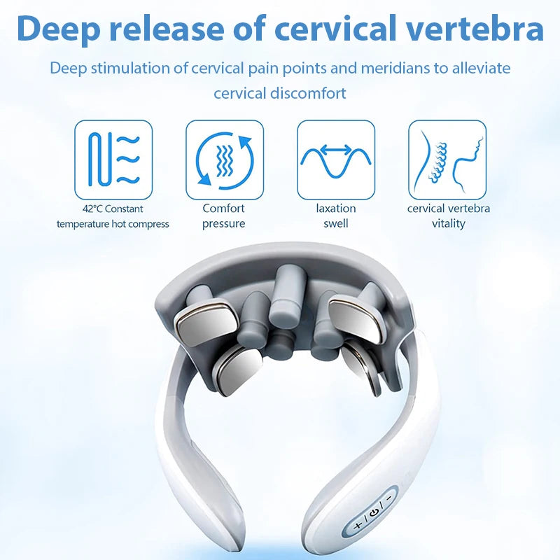 Neck Massage Intelligent Charging Heating Pressing Magnetic Pulse Fashion Portable Pulse Neck Massager Relieve Pain Muscle Care