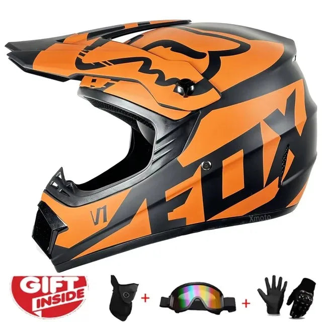 Motorcycle Full Face Helmet and Goggles Set - Off-Road Racing Gear for Mountain Biking and Road Cycling - Premium Safety and Per